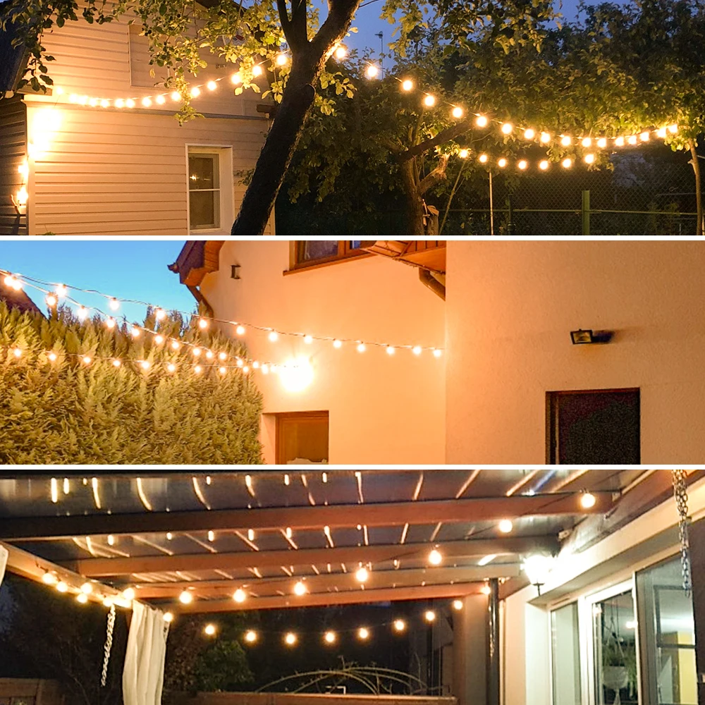 18M G40 ไฟ LED String LED กลางแจ้ง Garland หลอดไฟ Christmas Street Garden งานแต่งงาน Backyard Garlands Patio Light String