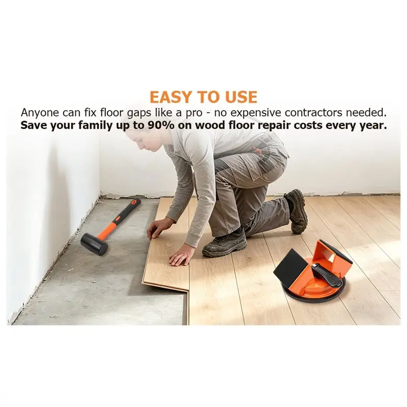 WORTHOWN-For Laminate Vinyl LVP Wood Flooring Gap Repair Kit Heavy Duty Suction Cup Floor Gap Fixer Tool