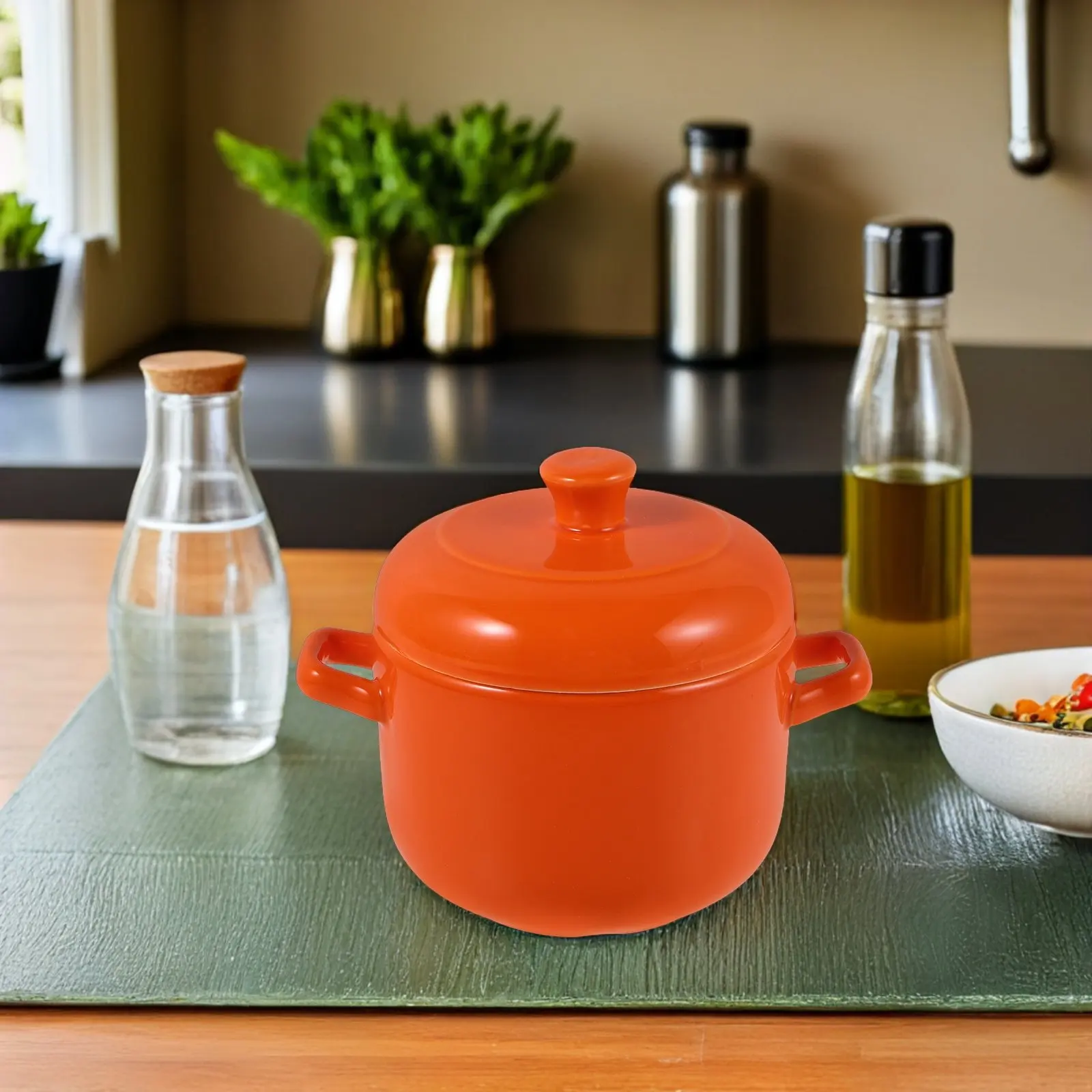 

600Ml Ceramic Stew Pot with Lid Single Serve Soup Bowl for Steaming Slow Cooking Water Bath Egg Custard Porridge Chinese Clay