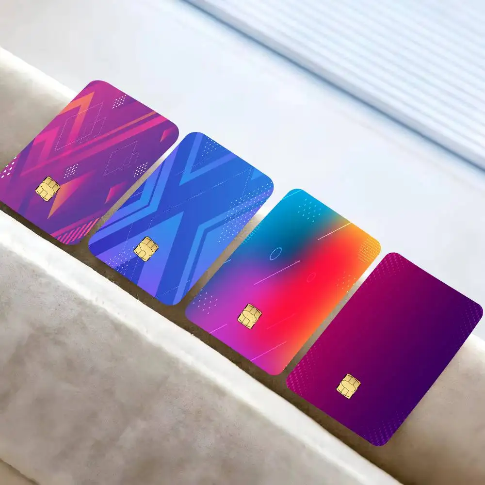 Gradient Lavender Geometric  Diy Credit Debit Card Sticker Party Sticker Decoration Waterproof Small Chip Card Skin Sticker