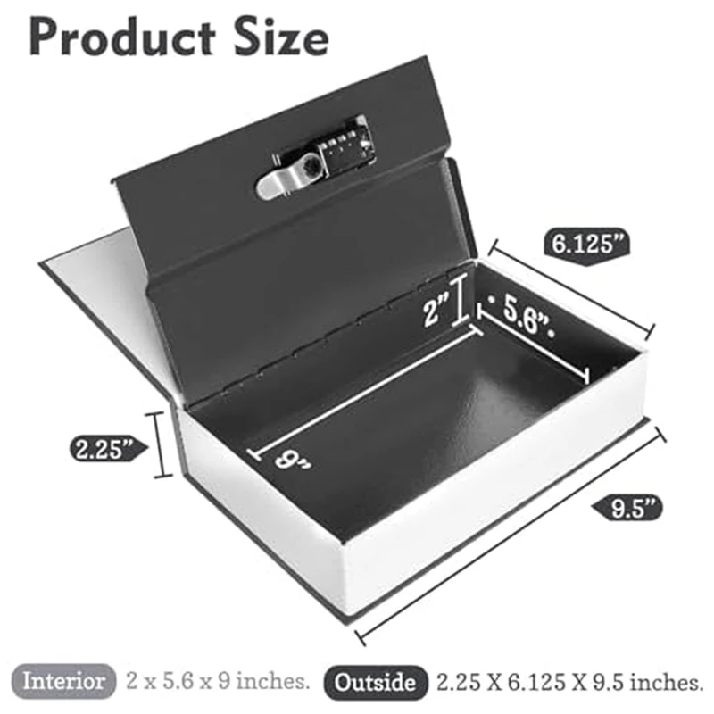 Kotak brankas buku dekoratif dengan kunci, buku imitasi antik aman untuk dekorasi, buku pengalih rahasia mudah dipasang