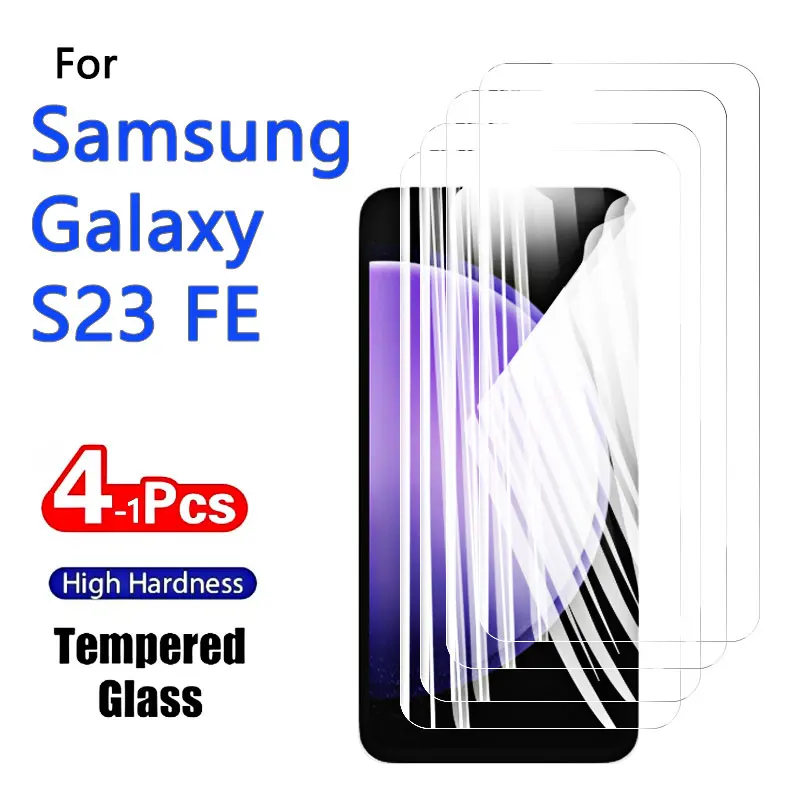 4-1 szt. Ochraniacz ekranu do Galaxy S23 FE Samsung szkło hartowane kryształ 9H wysokie aluminiowe etui…