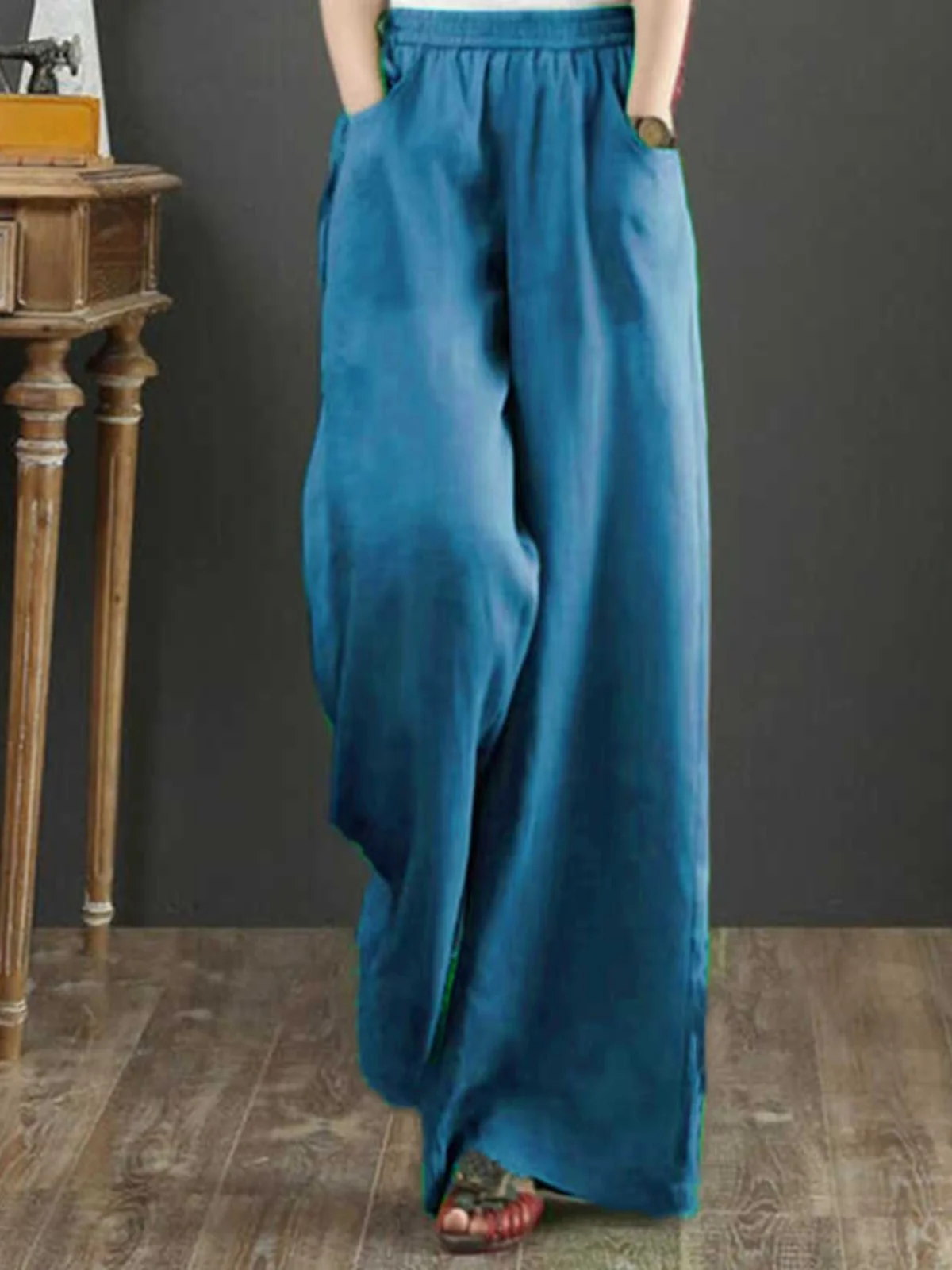신상 중국 스타일 여성 린넨 스트레이트 레그 캐주얼 팬츠 여름 얇은 예술적 코튼 린넨 와이드 레그 롱 팬츠
