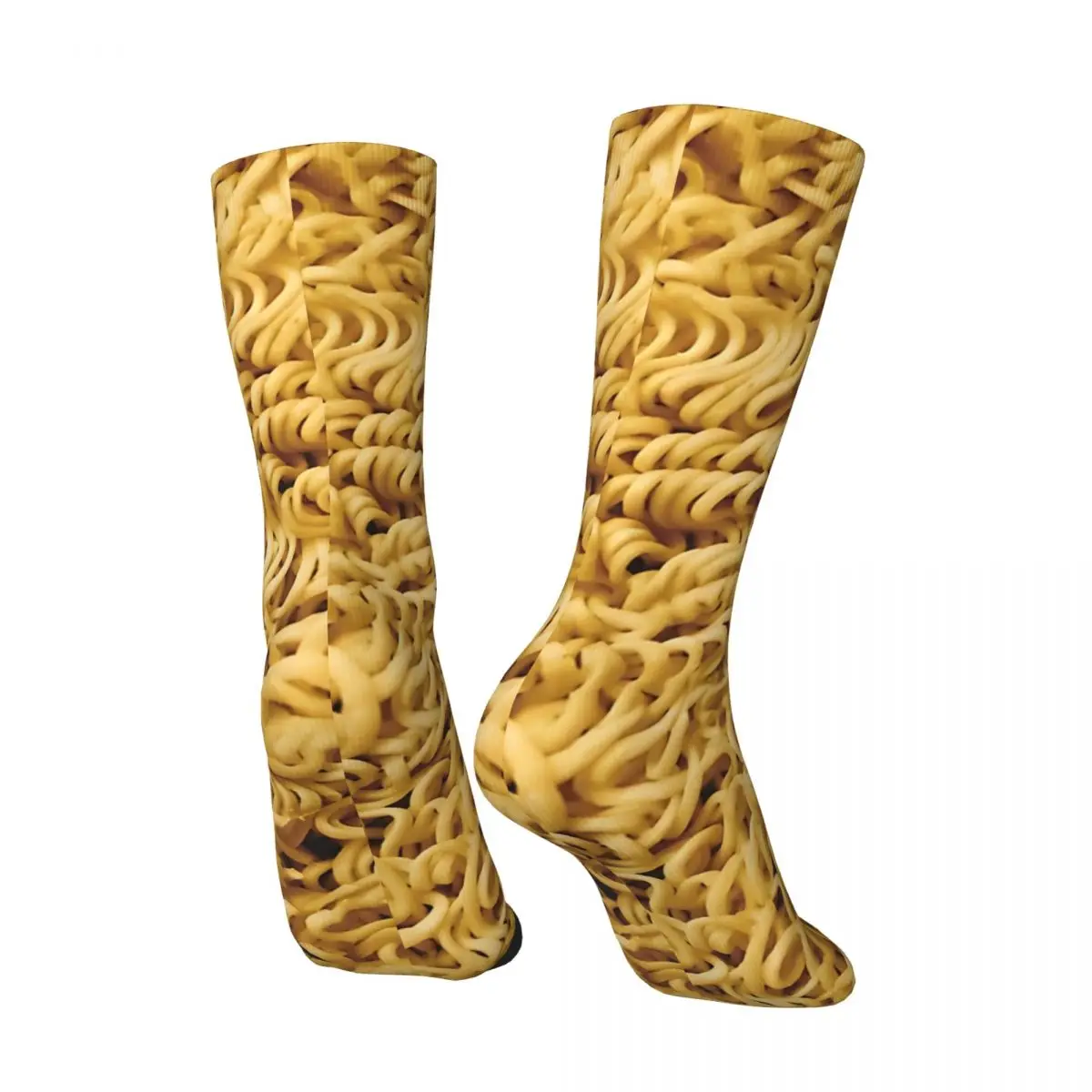 Funny Crazy compression Sock for Men Noodle Hip Hop Harajuku Ramen Noodle Happy Seamless Pattern Printed Boys Crew Sock Casual