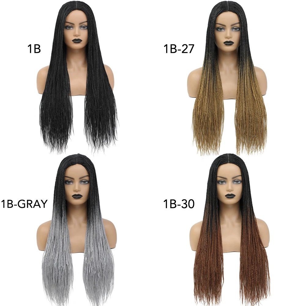  Long Box Braided Crochet Hair Wigs Fake Scalp Knotless Box Braids Wigs Synthetic Micro Twist Braided Wigs for Women and Girls