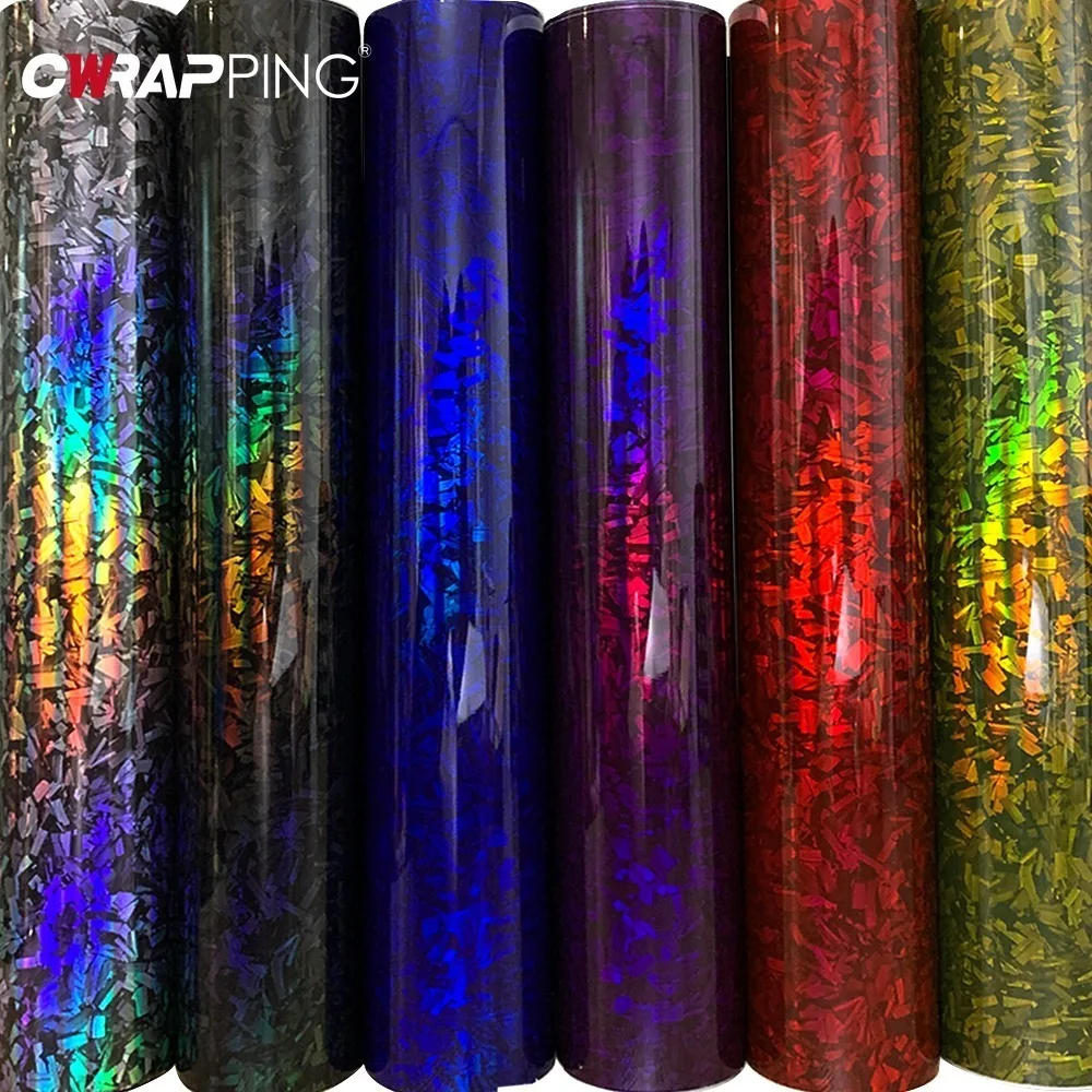 Geschmiedete Carbon Wrap Folie Autoabdeckung PET Aufkleber für Auto Tuning Zubehör Auto Regenbogen Laser Selbstklebende Folie Automotive Vinyl
