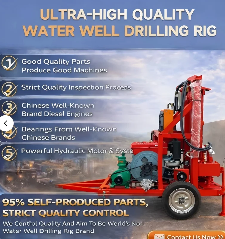 High‑Efficiency 120M Hydraulic Water Well Drilling Machine Rugged Mining Drilling Rig Equipped With Supporting Drill Pipes