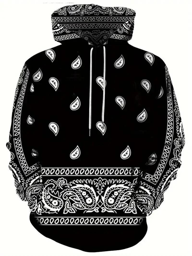 2024 Spring Autumn Men\'s New Fashion High Street Hoodie 3D Pattern Printed Pattern Sweatshirt Loose and Comfortable Long Sl