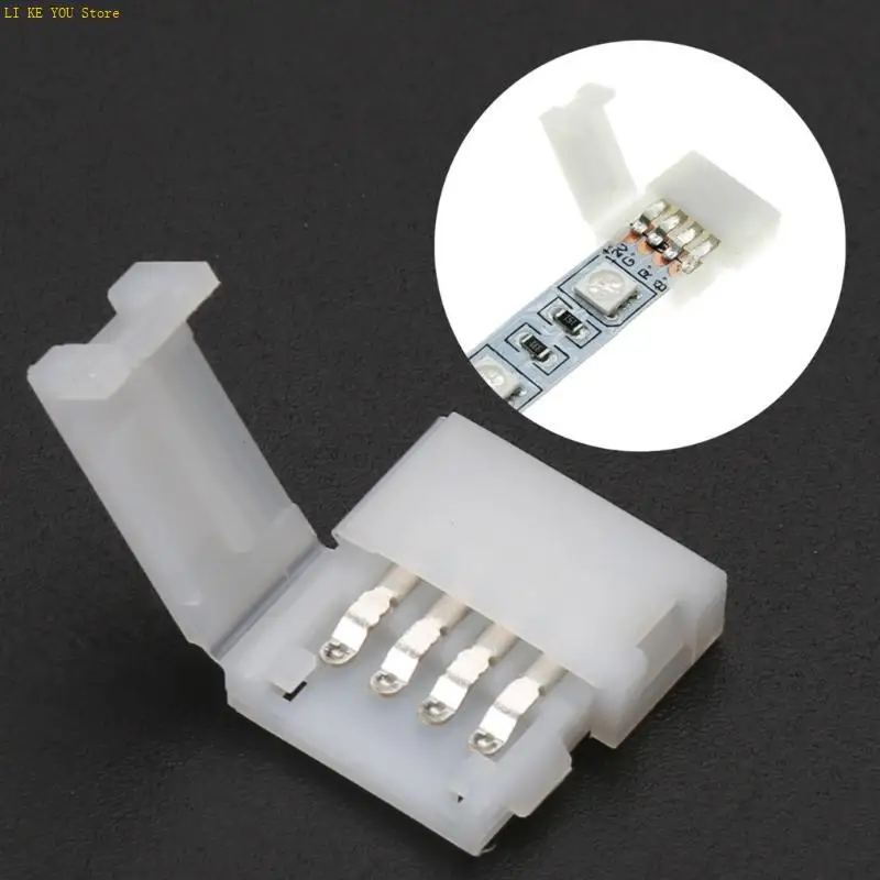 W3JE 솔더리스 클립 온 커플러 커넥터 4 핀 10mm 5050 RGB LED 스트립 라이트