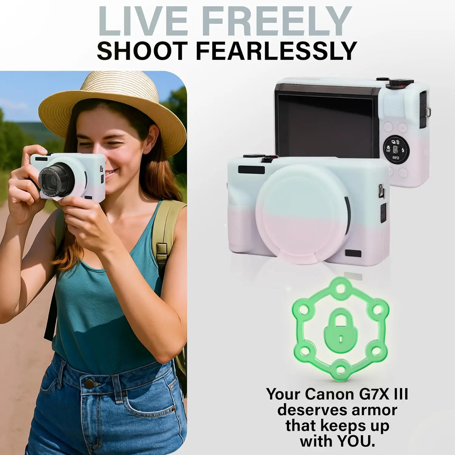 

Protective Body Cover Bag Skin Camera Case For Canon G7x3 G7xiii G7X Mark III , Protection Case Full Body + Free Tempered Film