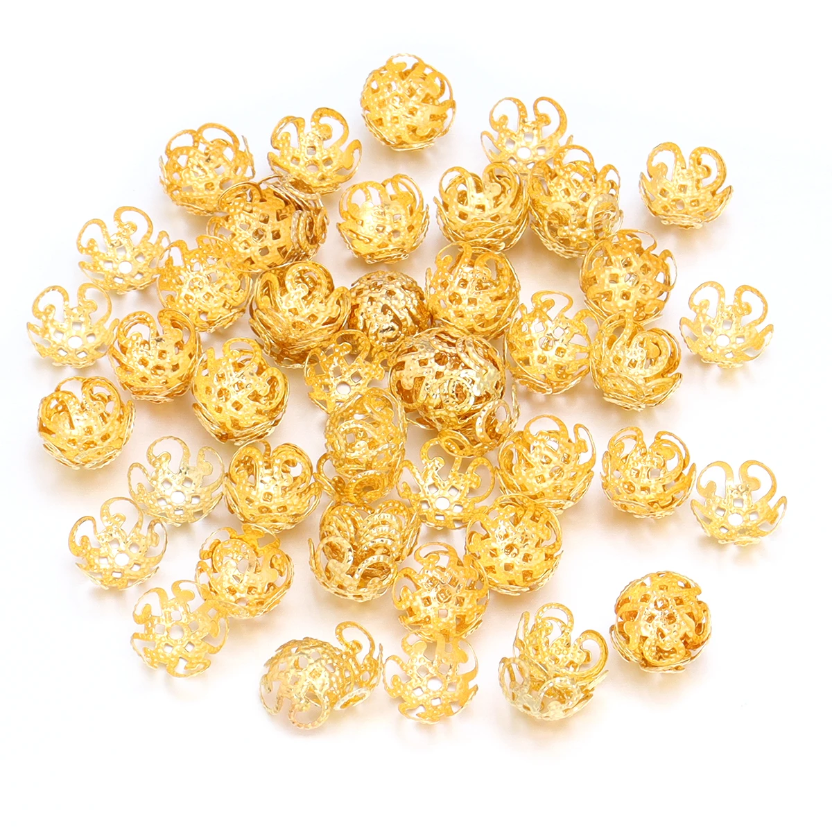 100 teile/los 8/10mm Blumen perlen End Spacer Perlen Kappen Charms Perle Metall End kappen für Schmuck herstellung Ergebnisse DIY Zubehör – Detail 7