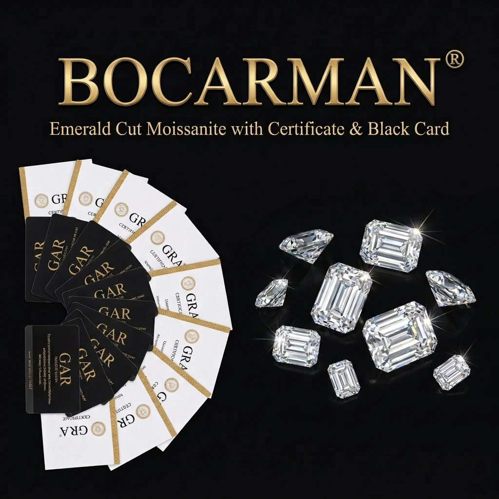 BOCARMAN Emerald Cut Moissanite Loose Stone GRA Certified white D Color VVS1 Gemstone DIY Handmade Jewelry Making Supplies
