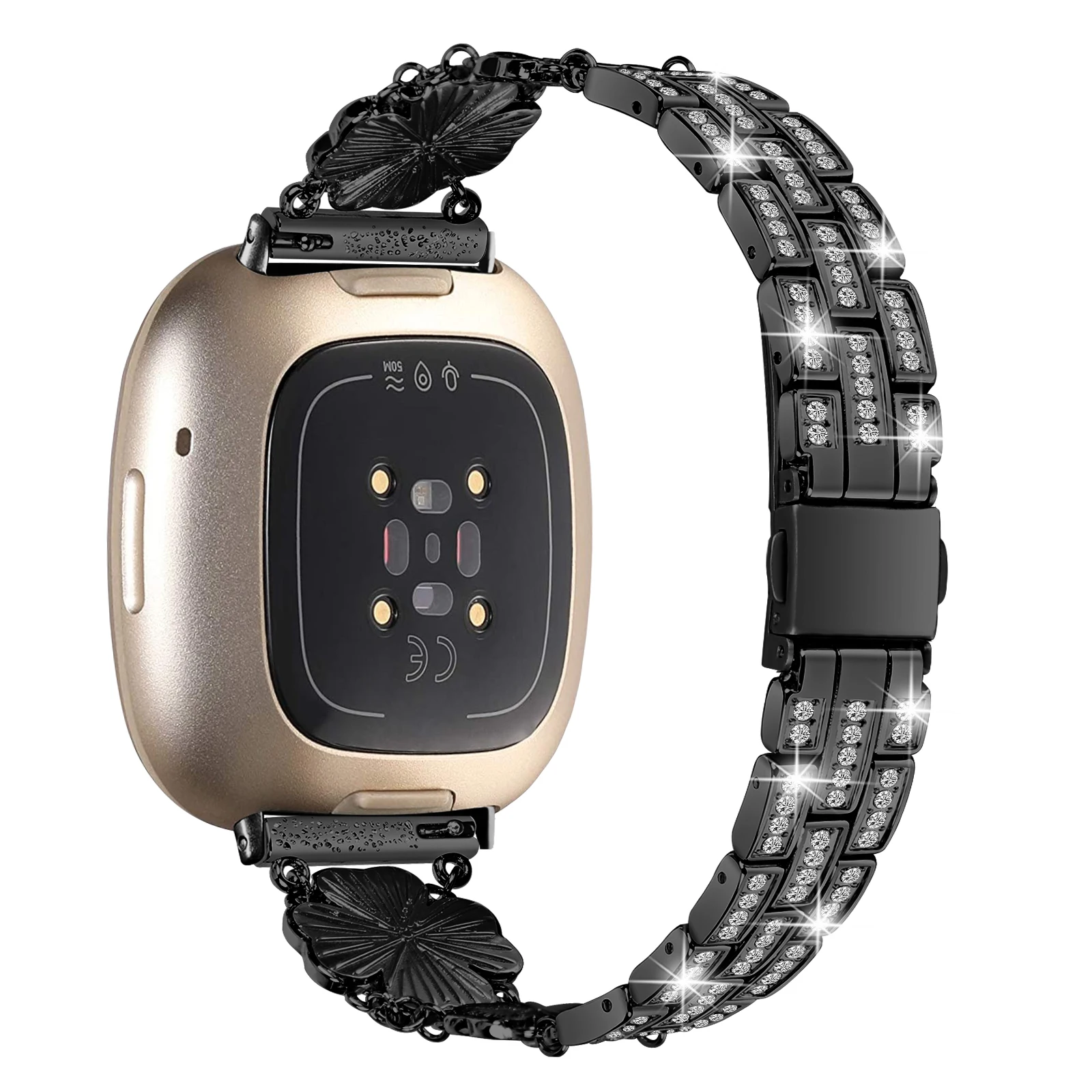 Pulseira de metal brilhante para fitbit versa 3/sense pulseira de relógio inteligente para fitbit versa 4/sense 2 pulseiras acessórios