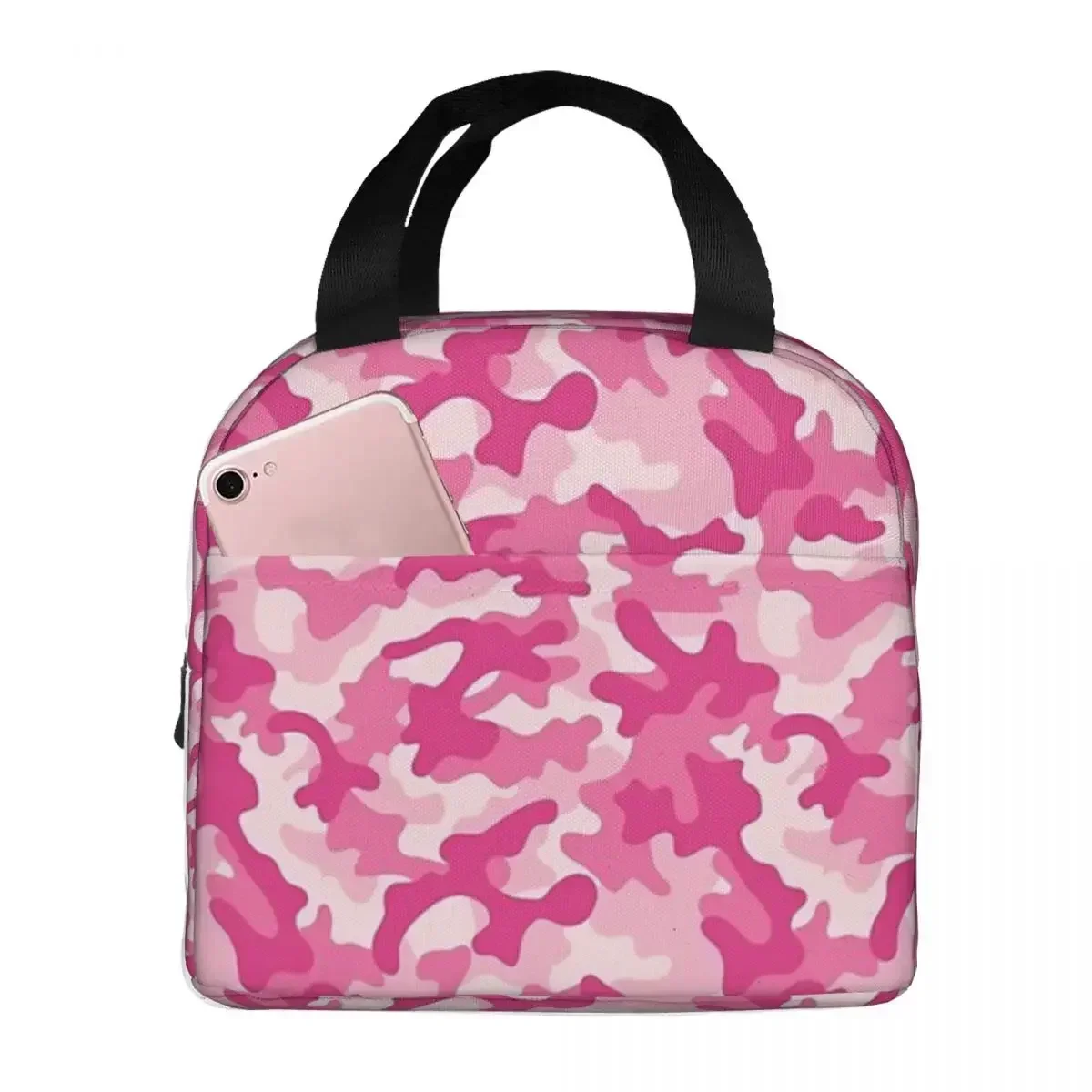 

Pink Camouflage Insulated Lunch Bags Leakproof Picnic Bags Thermal Lunch Box Lunch Tote for Woman Work Children School