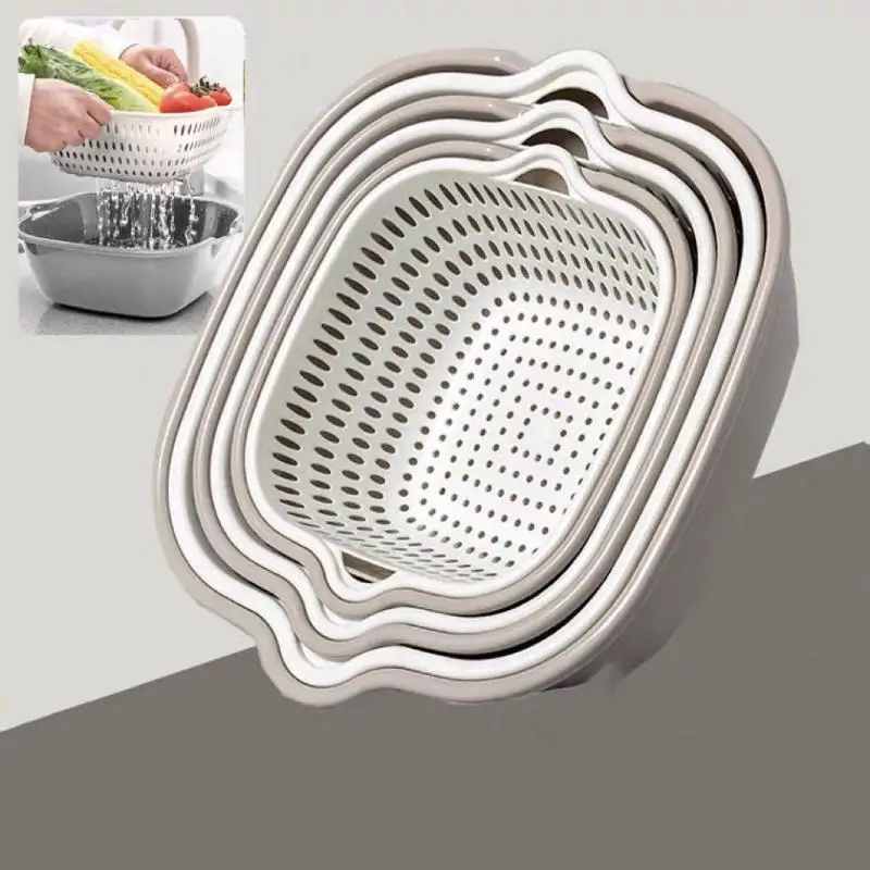 2/6/8Pcs Kitchen Sink Vegetable Drainer Fruit Basket For Fruit Washing Plastic Basin Vegetable Washing Basin Drain Basket Basin
