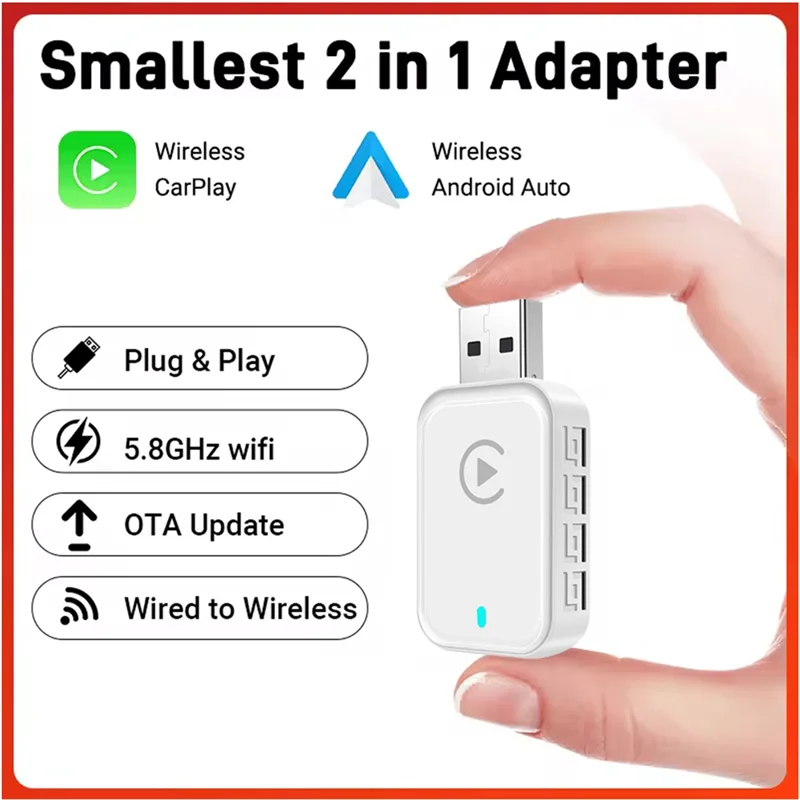 M93K-2In1 inalámbrico Carplay Android Auto Box cableado a Dongle inalámbrico conexión automática Adapte inalámbrico Carplay Box