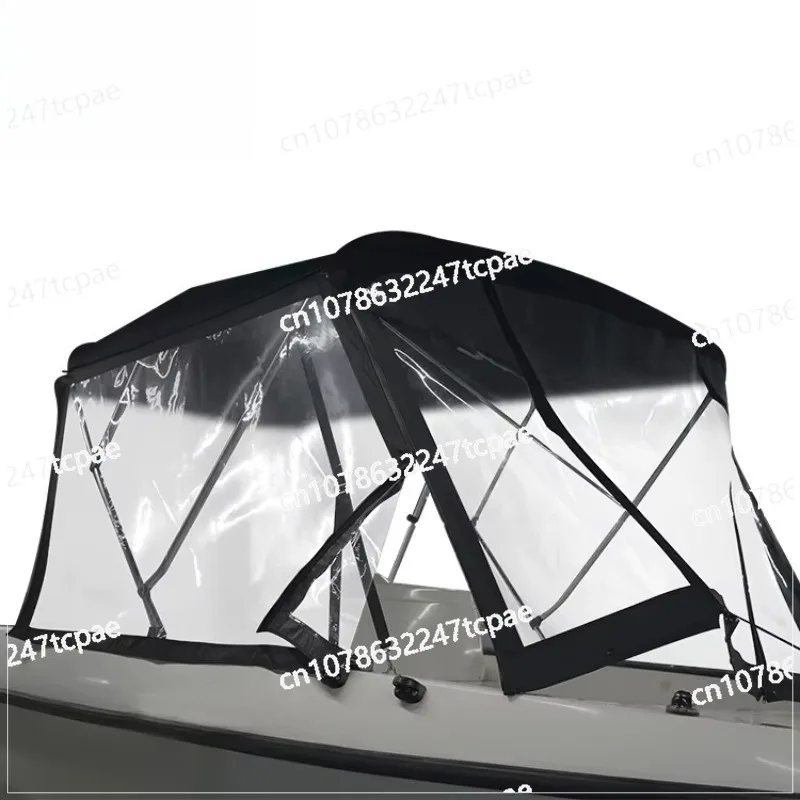 

Bimini Top with PVC Windshield 3 Bow Aluminum Tube Boat Bimini Top Canopy
