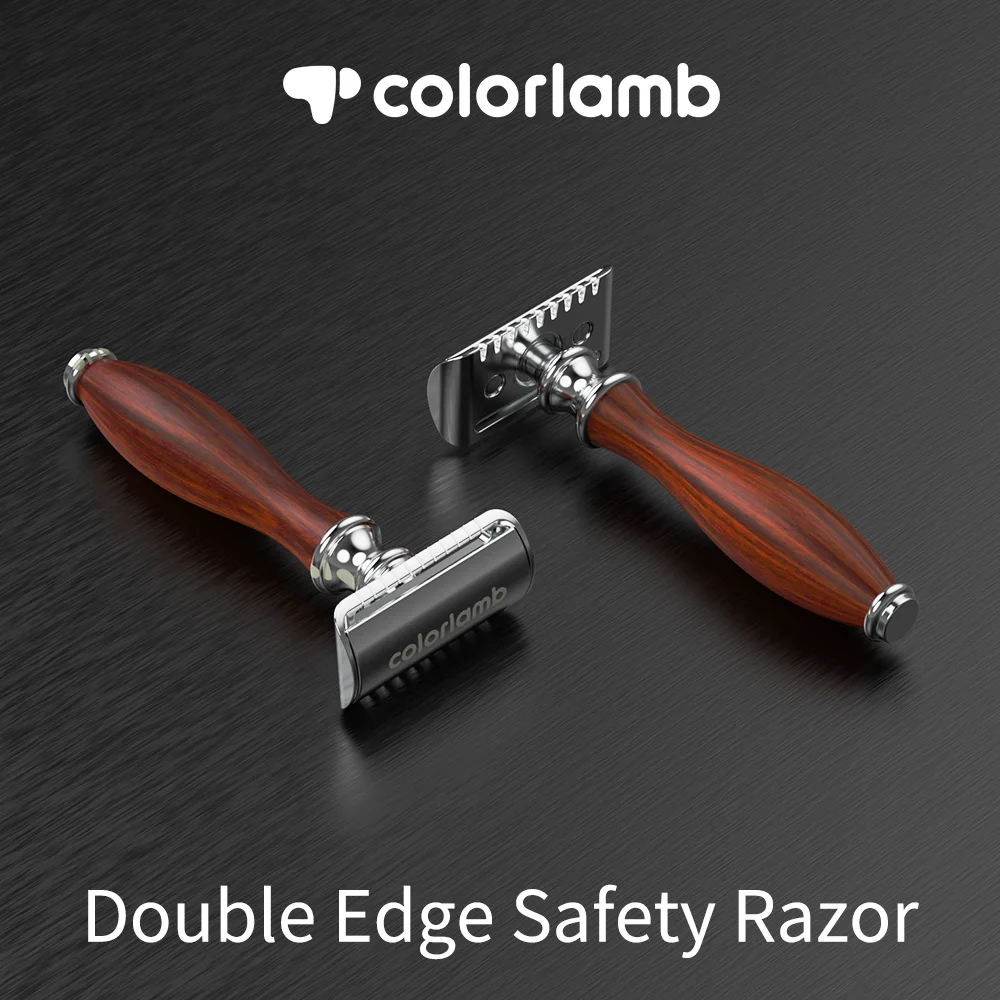 Colorlamb Wooden Handle Safety Razor for Men 11CM Double Edge 75g Classic Manual Barber Razor