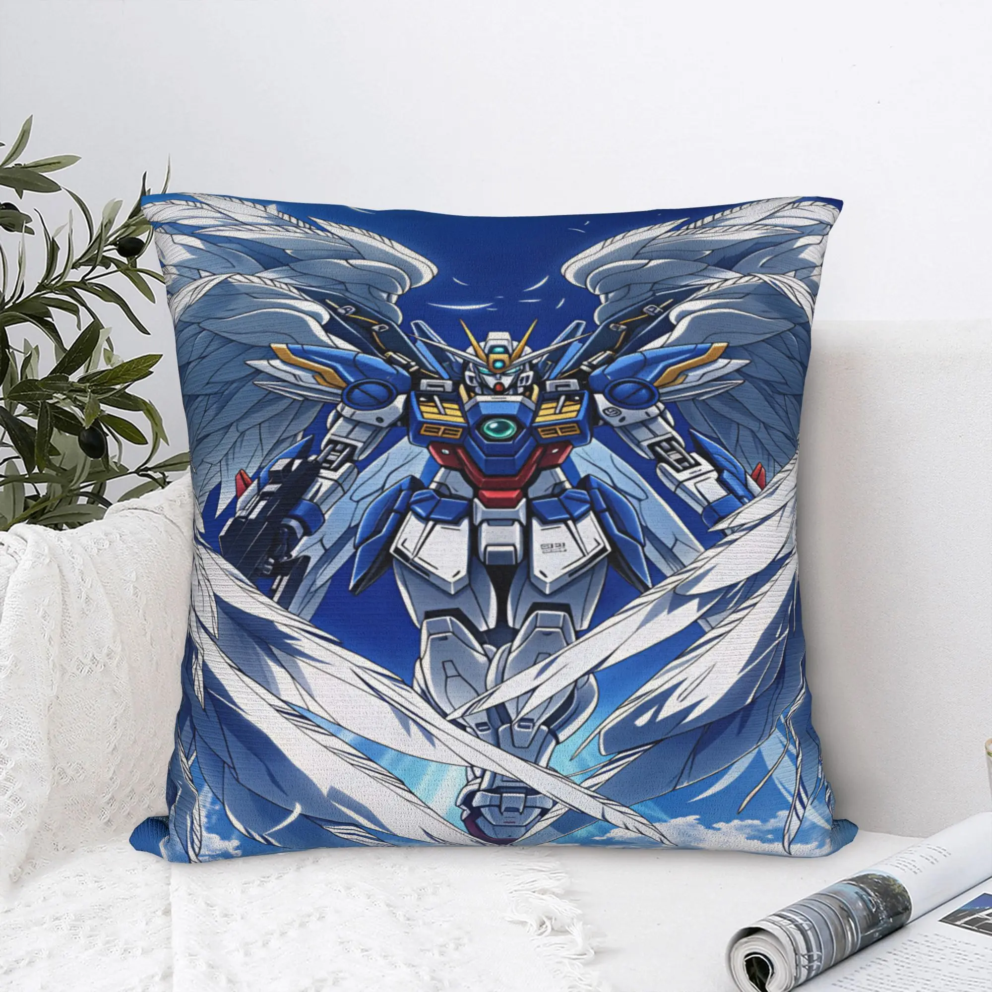Mobile Suit Gundam Pillowcases  Kawaii Pillow Case For Living Room Sofa Print Pillow Cover