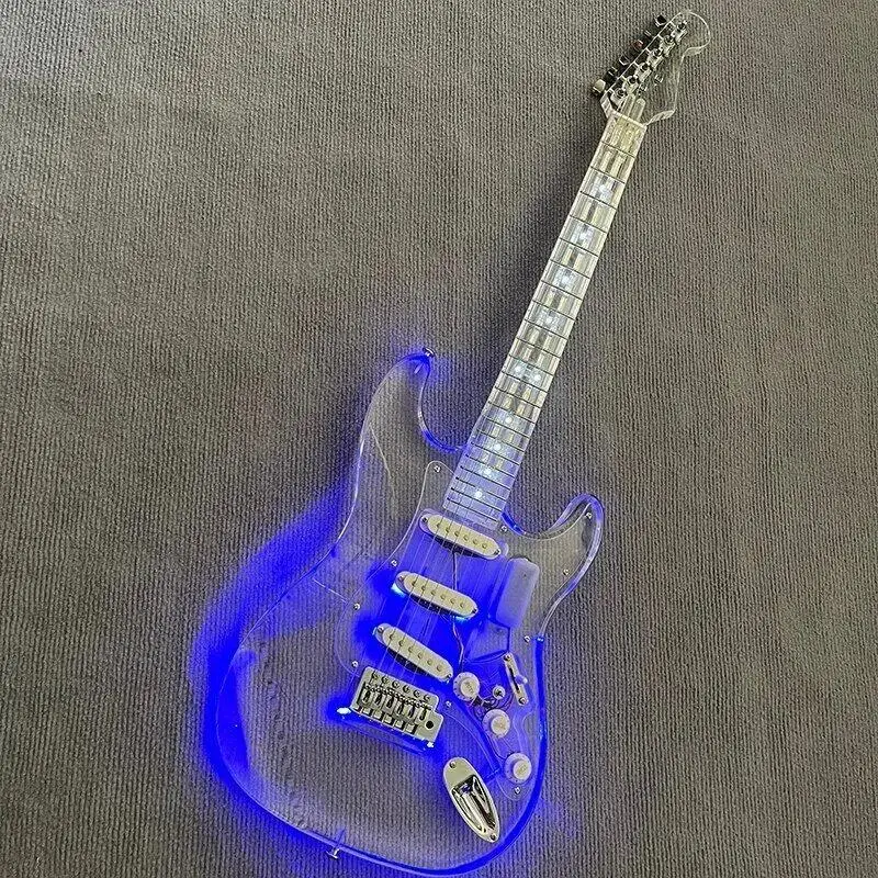 Acrylic Electric Guitar, LED Light, Metal Color Professional Quality Assurance