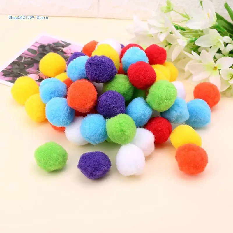 

85WA 100Pcs Soft Round Craft PomPoms Ball Mixed Color Pom Poms 40mm DIY Crafts