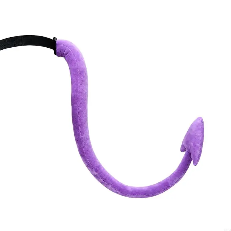 Soft Plush Devil Tail Costume Prop with Wearable Waist Strap and Pointed Tip for Halloween Looks and Themed Party Styling 6XDA