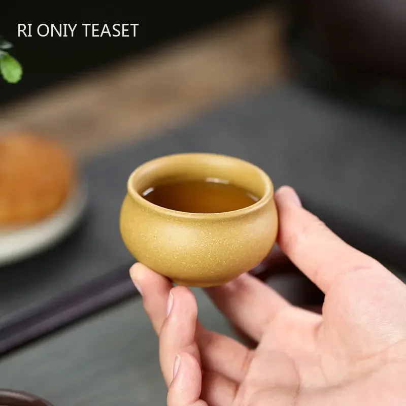 2 Pcs/set Chinese Yixing Handmade Purple Clay Teacup Travel Meditation Cup Tea Bowl Master Tea Cup Customized Tea Set 35ml