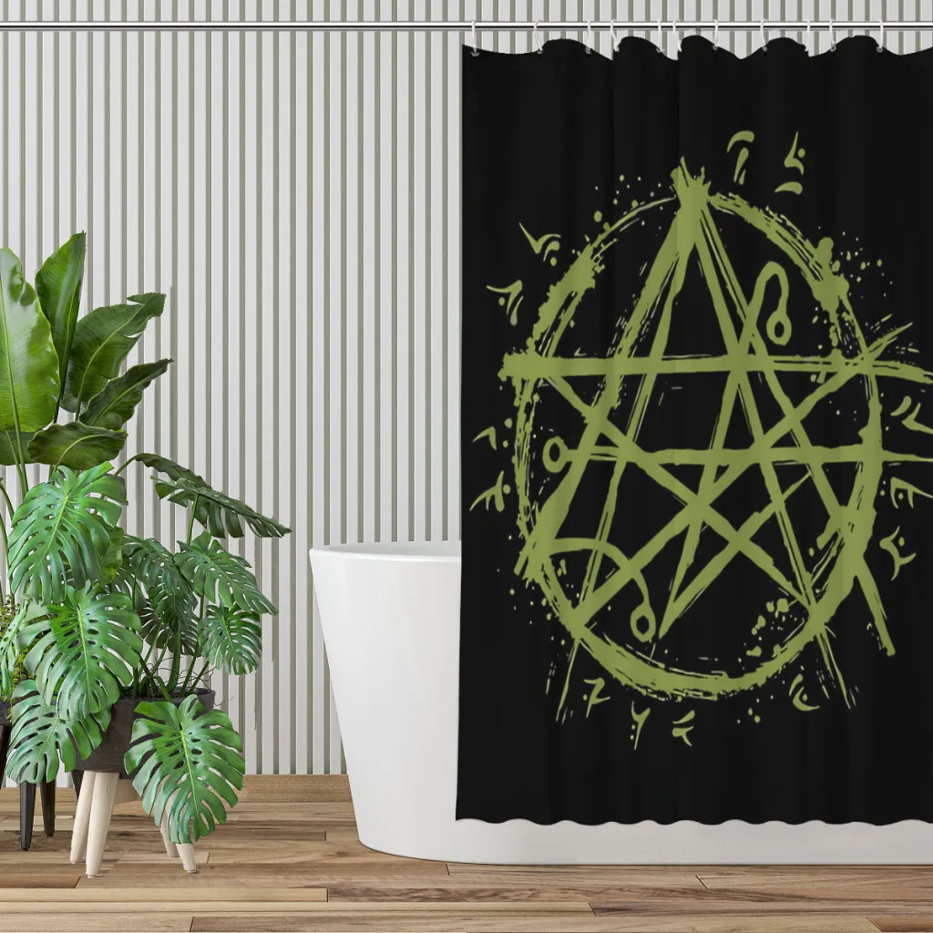 Necronomicon Sigil Lovecraft Symbol Occult Bathroom Shower Curtains Cthulhu Waterproof Partition Home Decor Bathroom Accessories