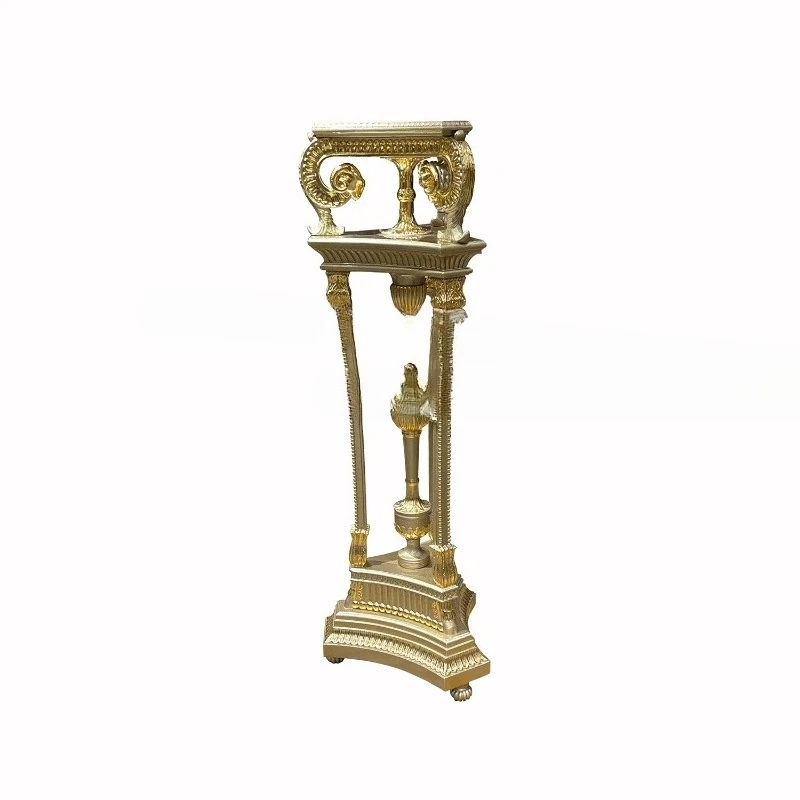 

French solid wood flower stand, European court luxury carved rack floor-to-ceiling neoclassical flower pot stand furniture