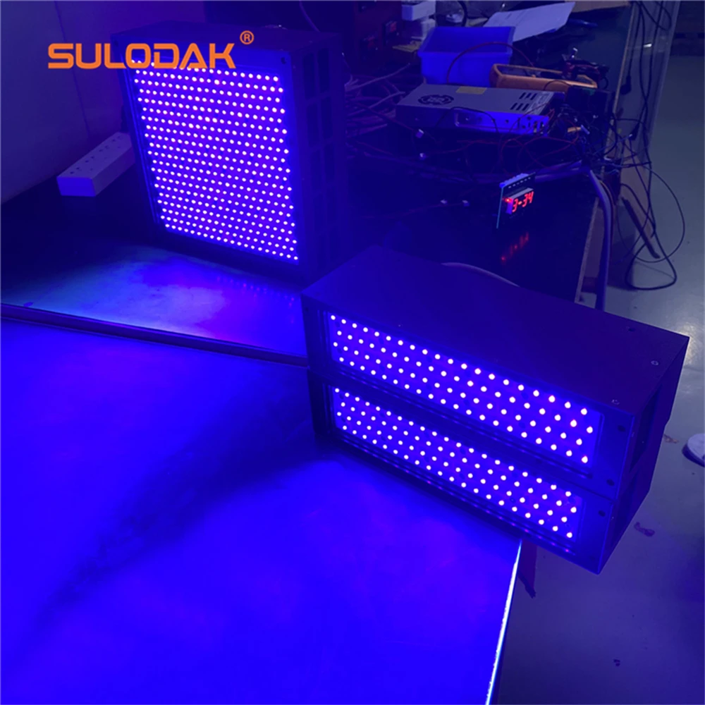 Chłodzenie powietrzem 1200W Wysokiej mocy UV LED Lampa utwardzająca UV Żywica/PCB Zielony olej Lampa susząca LED 395NM 200*200mm Światło utwardzające VU