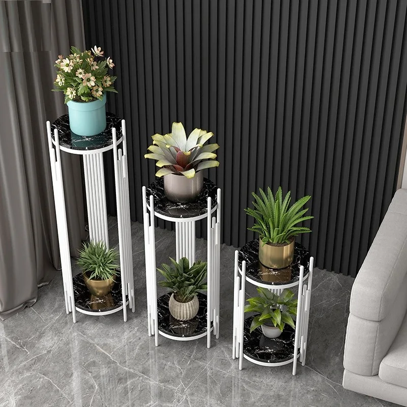 رف زهور فاخر خفيف وخزانة تلفزيون بجوار ديكور الأرضية وغرفة المعيشة ورف زهور رخامي وشرفة حديدية على الطراز الأوروبي #3