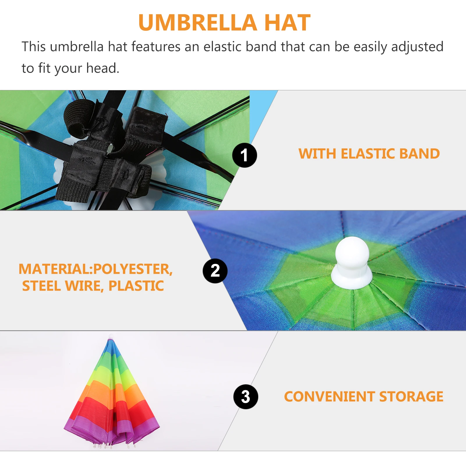

3 Pcs The Hat Umbrella Head for Portable Watermelon Fishing Head-mounted Hats Handsfree Man