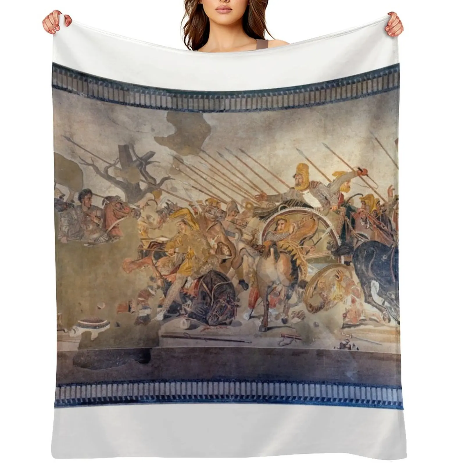 

Battle of Alexander the Great and Darius III mosaic Throw Blanket Hair Custom Blankets For Bed Luxury Blankets