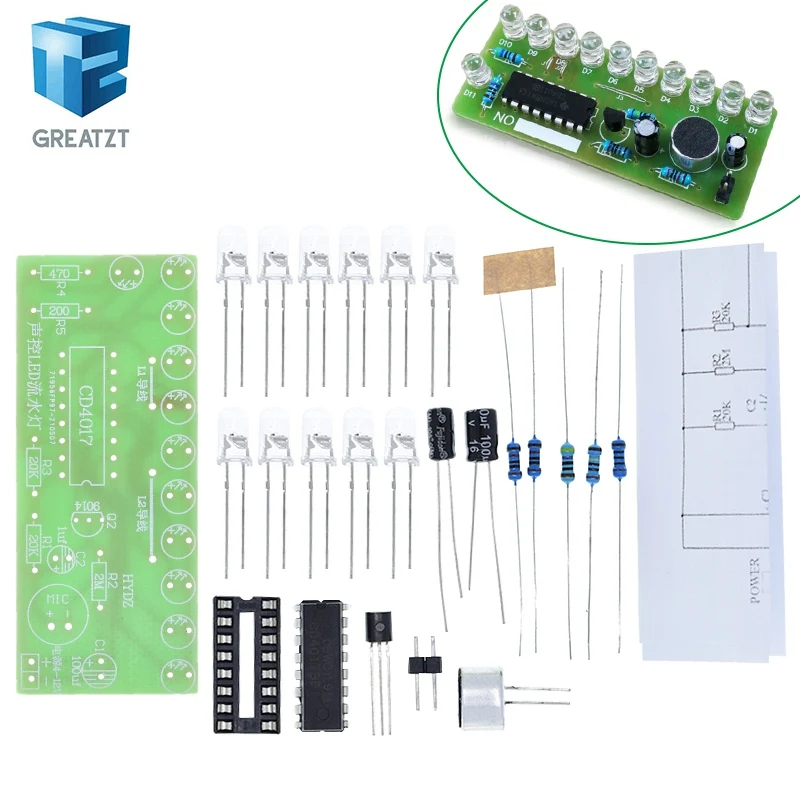 Voice activated LED Water Light Kit CD4017 Lantern Control Fun Electronic Production Teaching Training Diy Electronic Kit Module