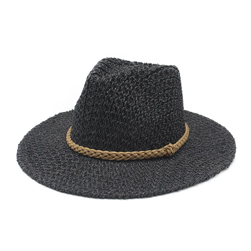 Best-selling Simple Flat-brim Breathable Hollowed-out Sunshade Straw Hat, Western Retro Straw Knight Hat, Jazz Hat