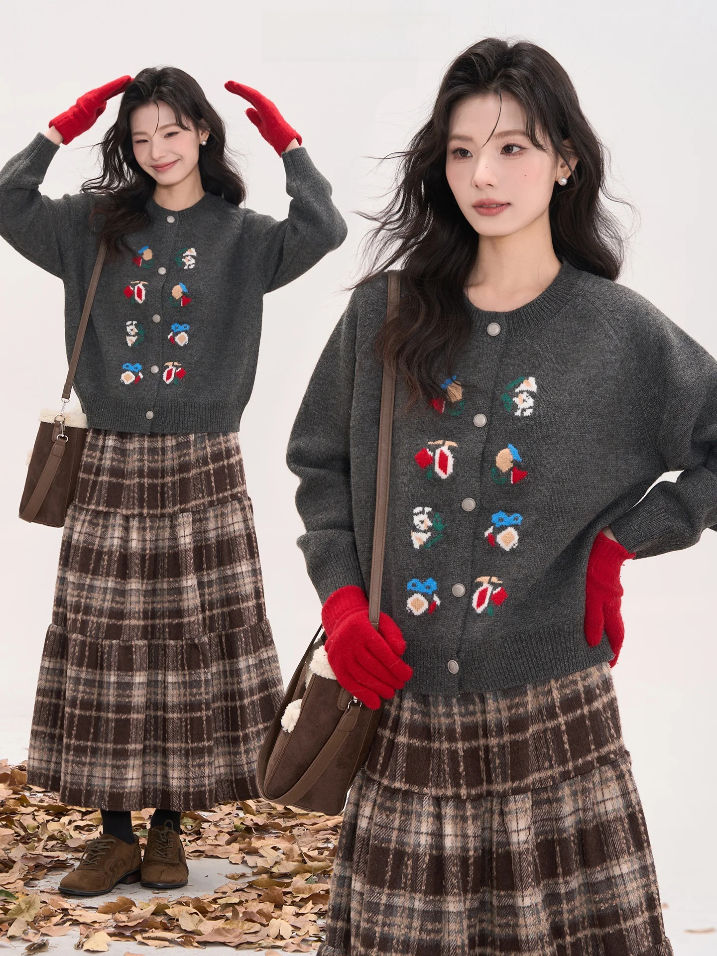 

Cisas Theme Knitted Sweater Women's Casual Loose Fit Long Sve Cardigan Embroidery Design Aosphere Feeling Star Wi