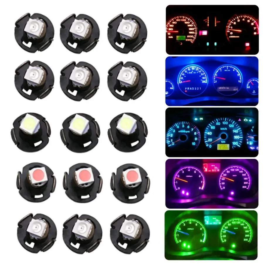 

10Pcs Car Instruments Panel Wedge Light Auto Atmosphere Light Lamp Car Gauges Bulbs T3 3528 LED Auto Dashboard Decoration Lights