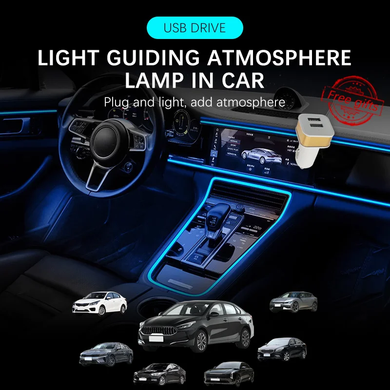 Car Interior Decorative Lamps Strips Cold Light Decorative Console Atmosphere Lamp For KIA K3 K5 K2 K7 K9 Optima Forte Pegas EV6