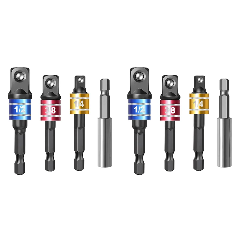 

Набор адаптеров для ударной отвертки из 8 предметов для шестигранного хвостовика 1/4 дюйма с квадратным гнездом, поворотная дрель в гайковерт-B61B