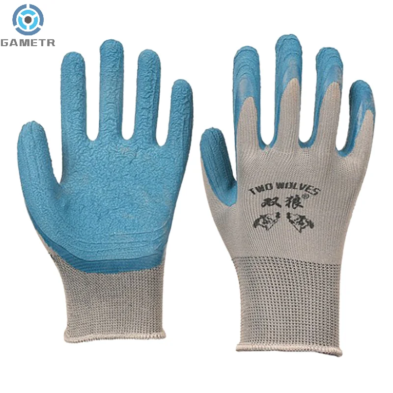 Gants de travail en latex gris polyester, mitaines de protection, imperméables, durables, non ald, jardin, isotwostar