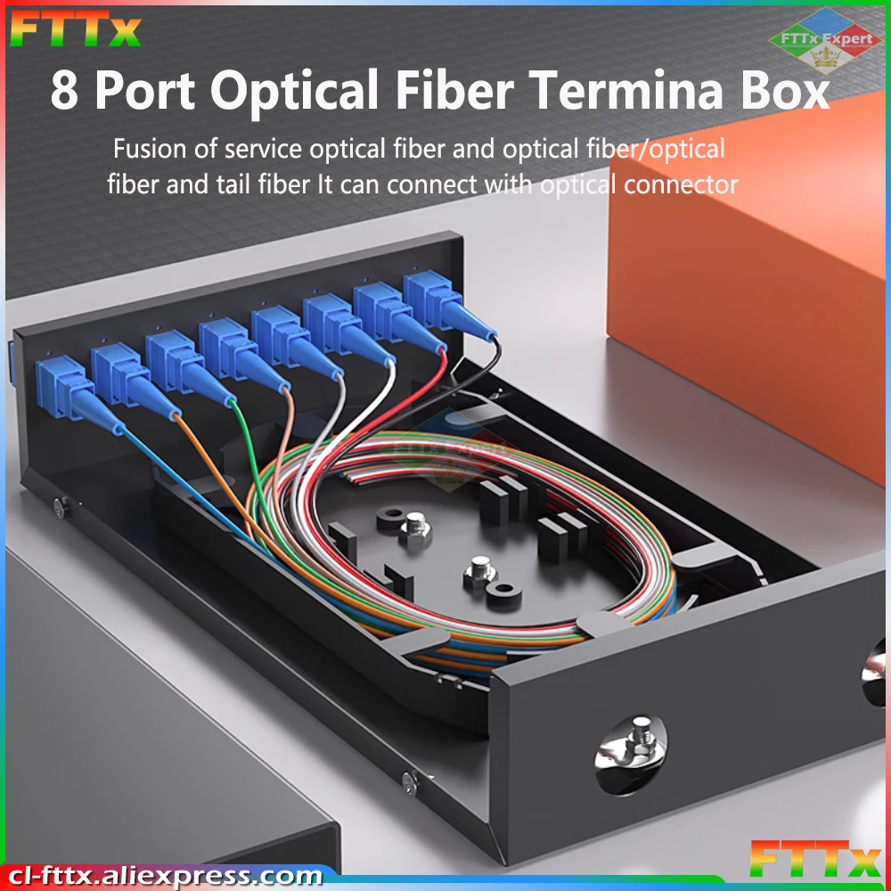 8 Port  Fiber Terminal Box 1PC UPC with SC FC LC ST Pigtail Single Mode Optical Patch Panel Desktop Distributor