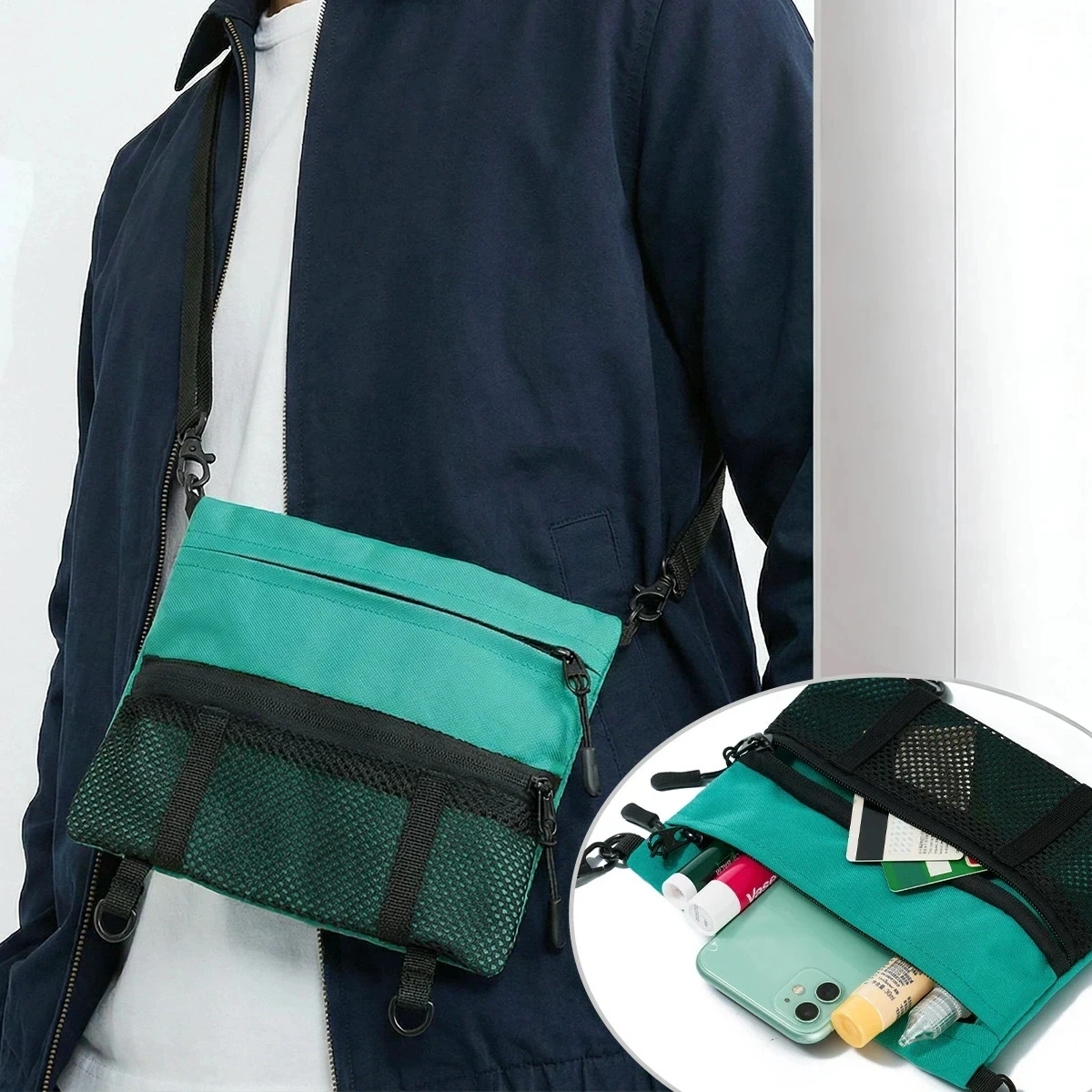 Unisex Casaul Mountain Outdoor Waterproof Couple Crossbody Bag Women's Sports Small Bag Durable Lightweight Nylon Shoulder Bag