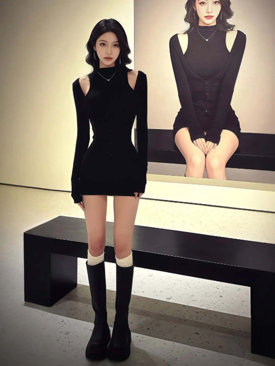 

Ретро-комплект из двух предметов: сексуальный кардиган с защитой от солнца и облегающее платье-накидка для женщин, весна 2026, модный стиль