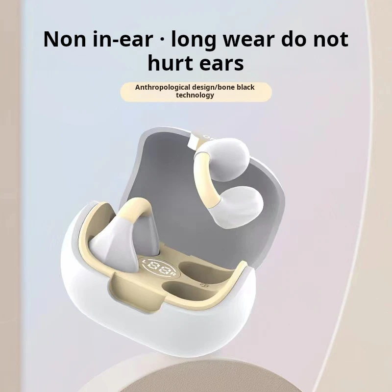 Ear clip Bluetooth headset M8 space capsule digital display sports open wireless ear clip earphones, breathing l