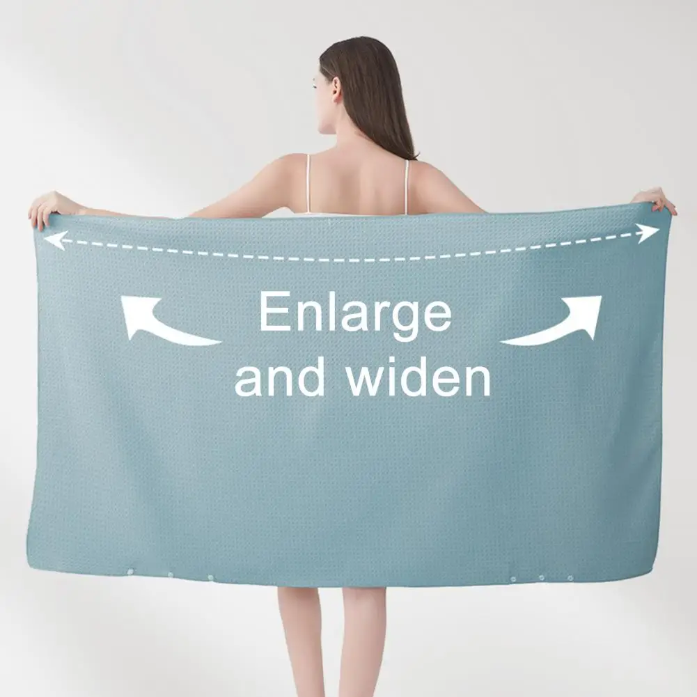 Waffle Bath Towel for Women Men Breathable Bath Wrap for Home Waffle Microfiber Bath Towel with Button Quick Drying for Shower