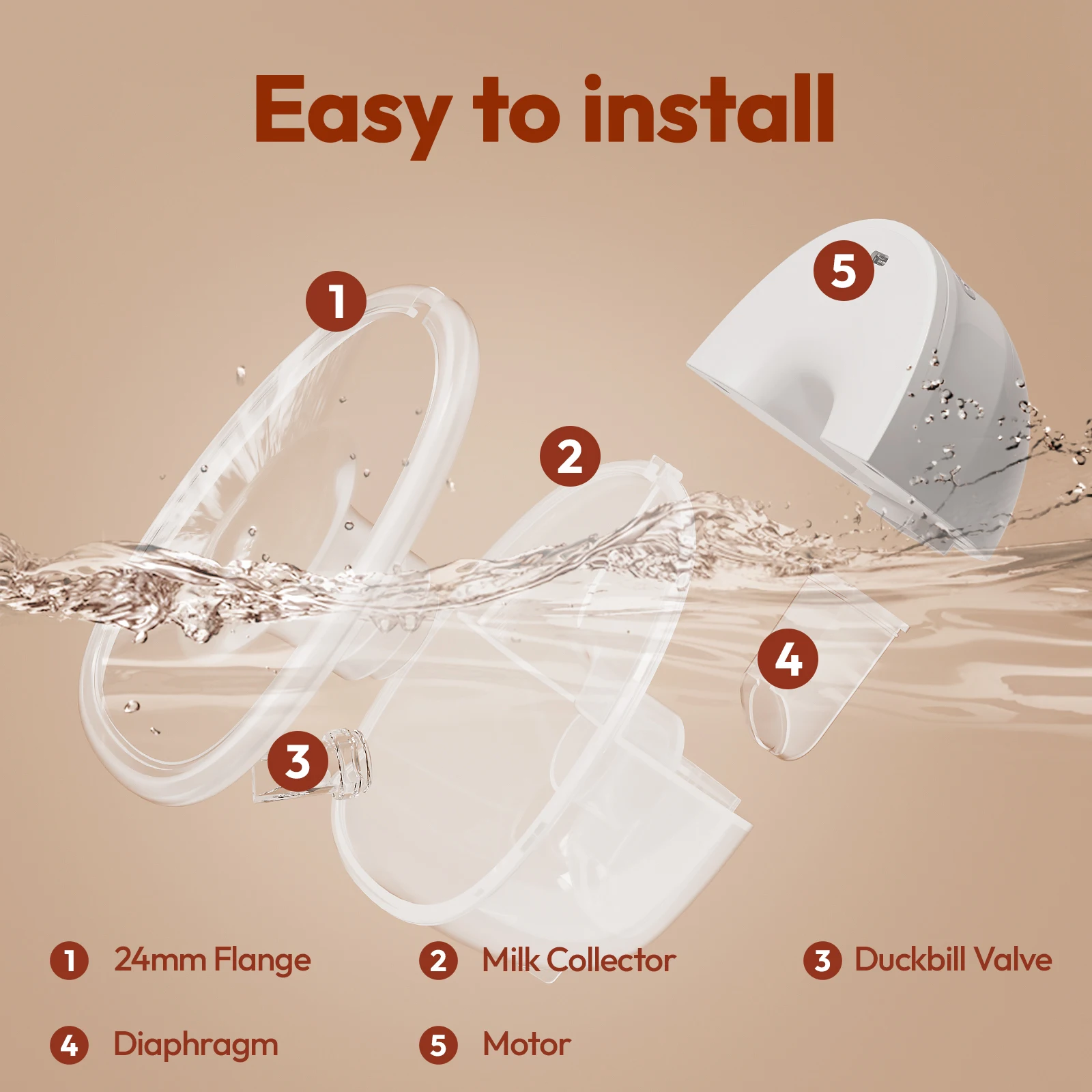 مضخة ثدي كهربائية يمكن ارتداؤها NCVI 2025، 4 أوضاع و9 مستويات، ضوضاء منخفضة ومثالية، شفة 19/21/24 مم، أبيض #5