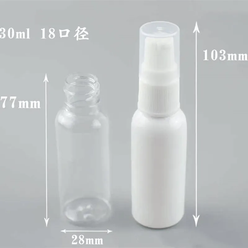 500pcs 30ml Clear Plastic Small Transparent PET Cosmetic Bottles Containers With Pump Cap , 1OZ Clear Travel Size PET Bottle