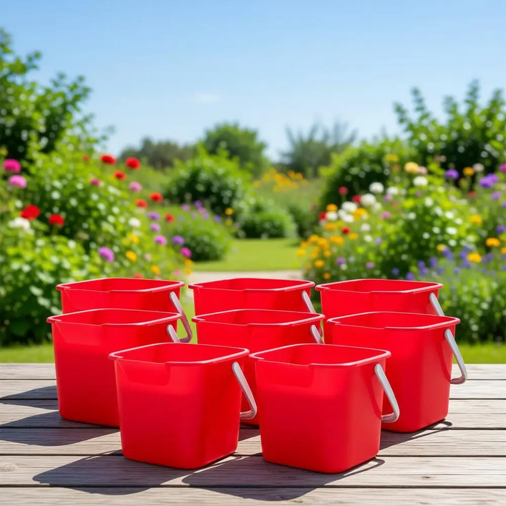 

3-квартирные ведра для дезинфекции с носиком, ручкой и квадратным дизайном для дома и кухни (красные)