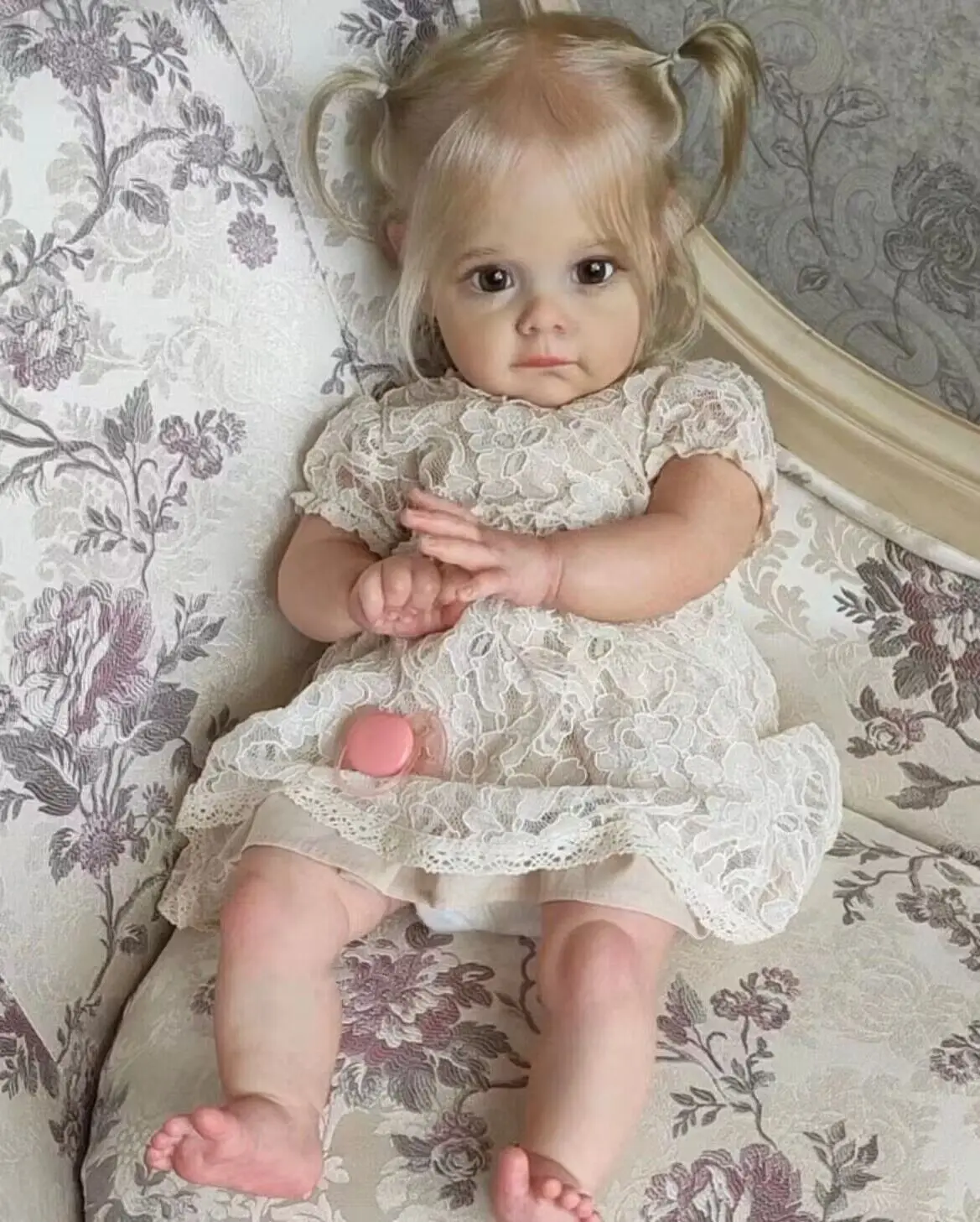 

Handmade NPK 55CM Reborn Toddler Maggie Girl Lifelike Real Baby Doll with Hand-rooted Hair High Quality Collectible Toy