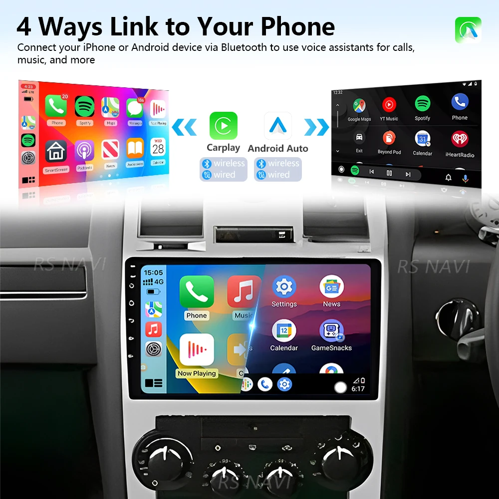 Plug and Play Android 16 Carplay Auto Qualcomm Screen Car Radio Player For Chrysler 300C 2004 - 2011 GPS Wifi Multimedia Stereo view 3